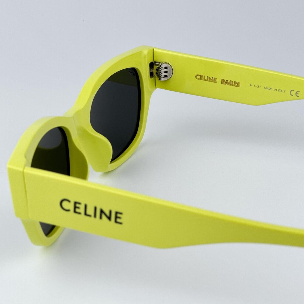 Celine MONOCHROMS CL40197U 93A  Men BRAND NEW Sunglasses Lime Green Grey Cat Eye - Picture 7 of 11